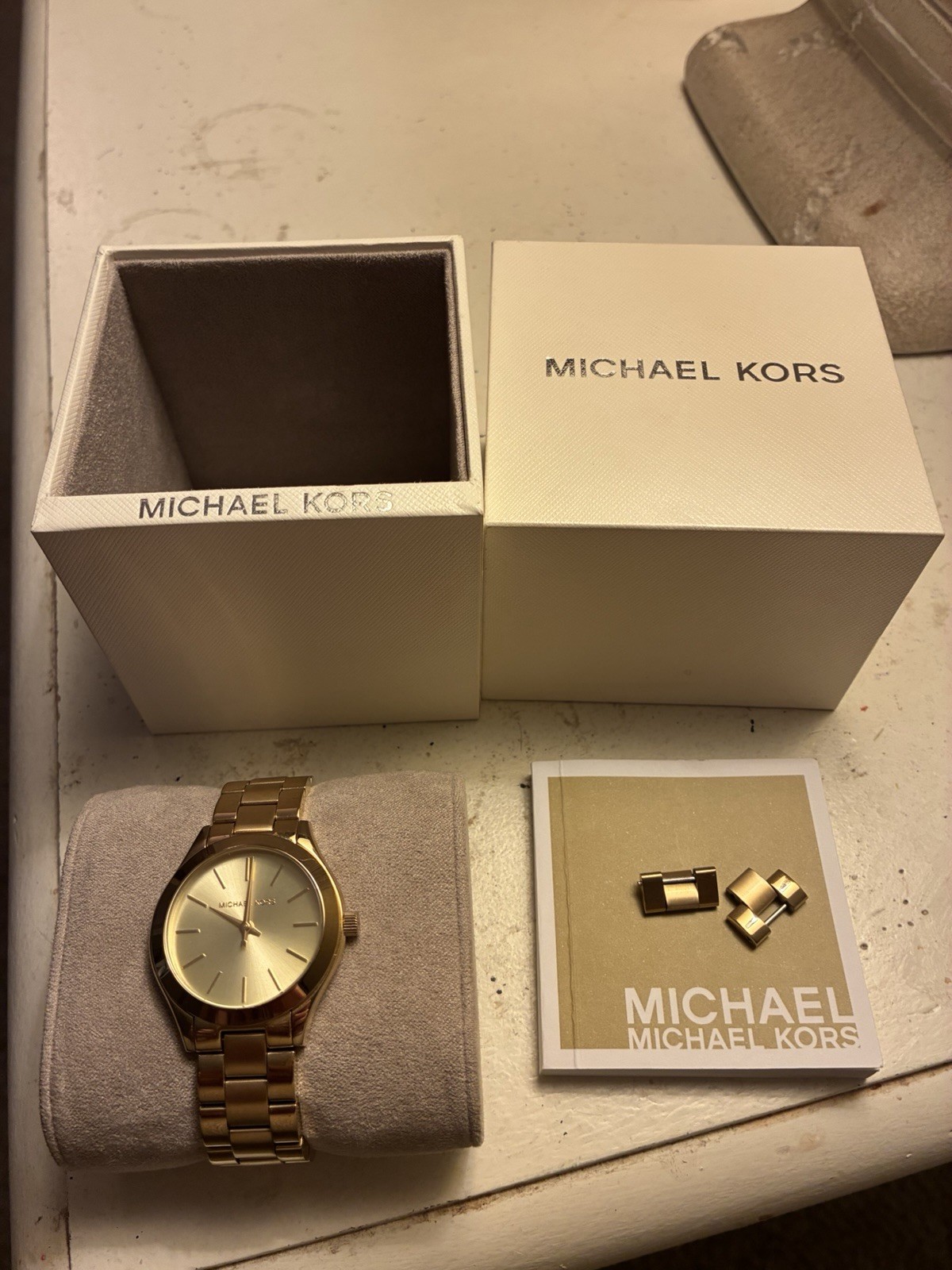 Michael Kors Mini Slim Runway MK3512 34mm Gold-Tone Women’s Wrist Watch