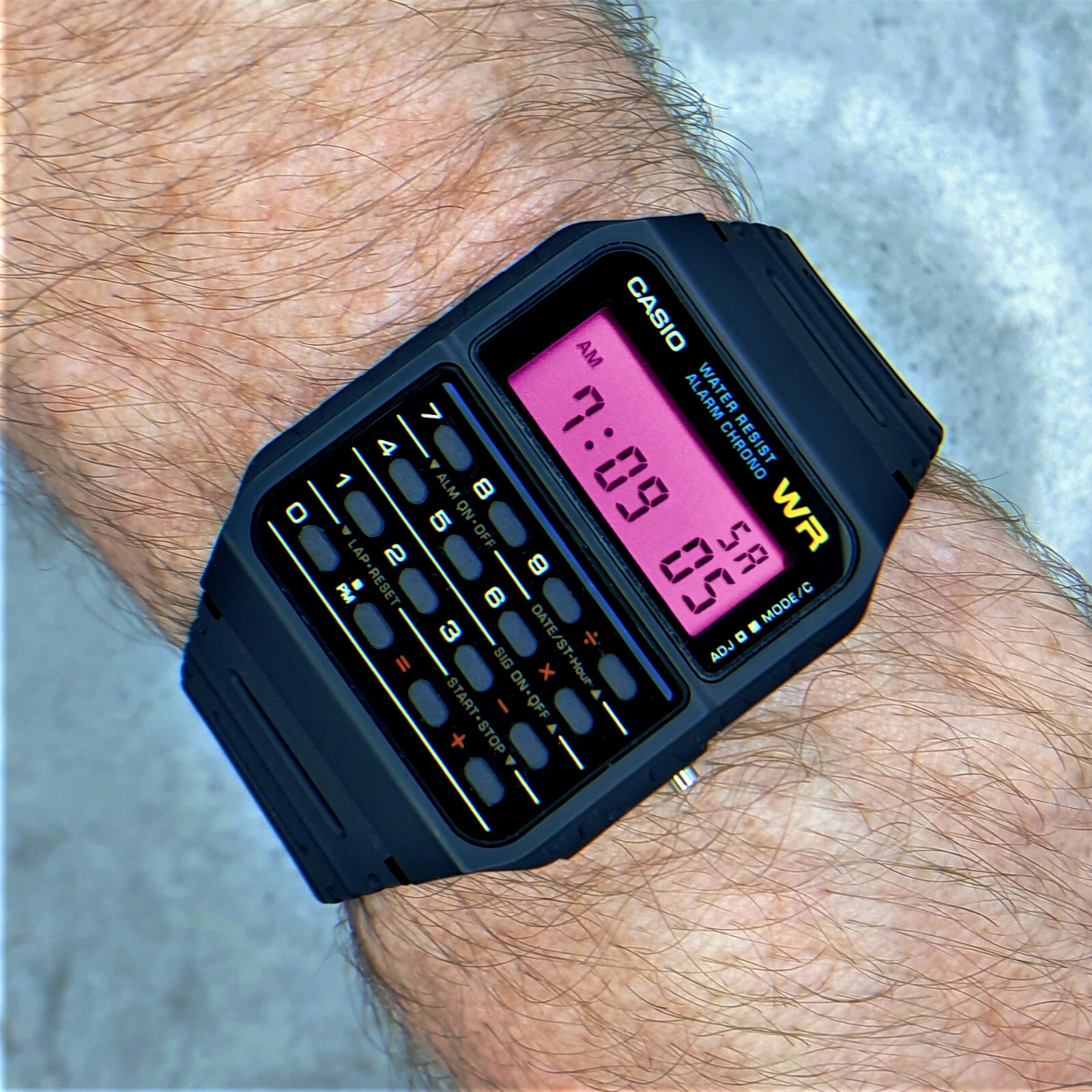 Casio Calculator Watch with Pink Screen Mod (CA-53W-1ER)