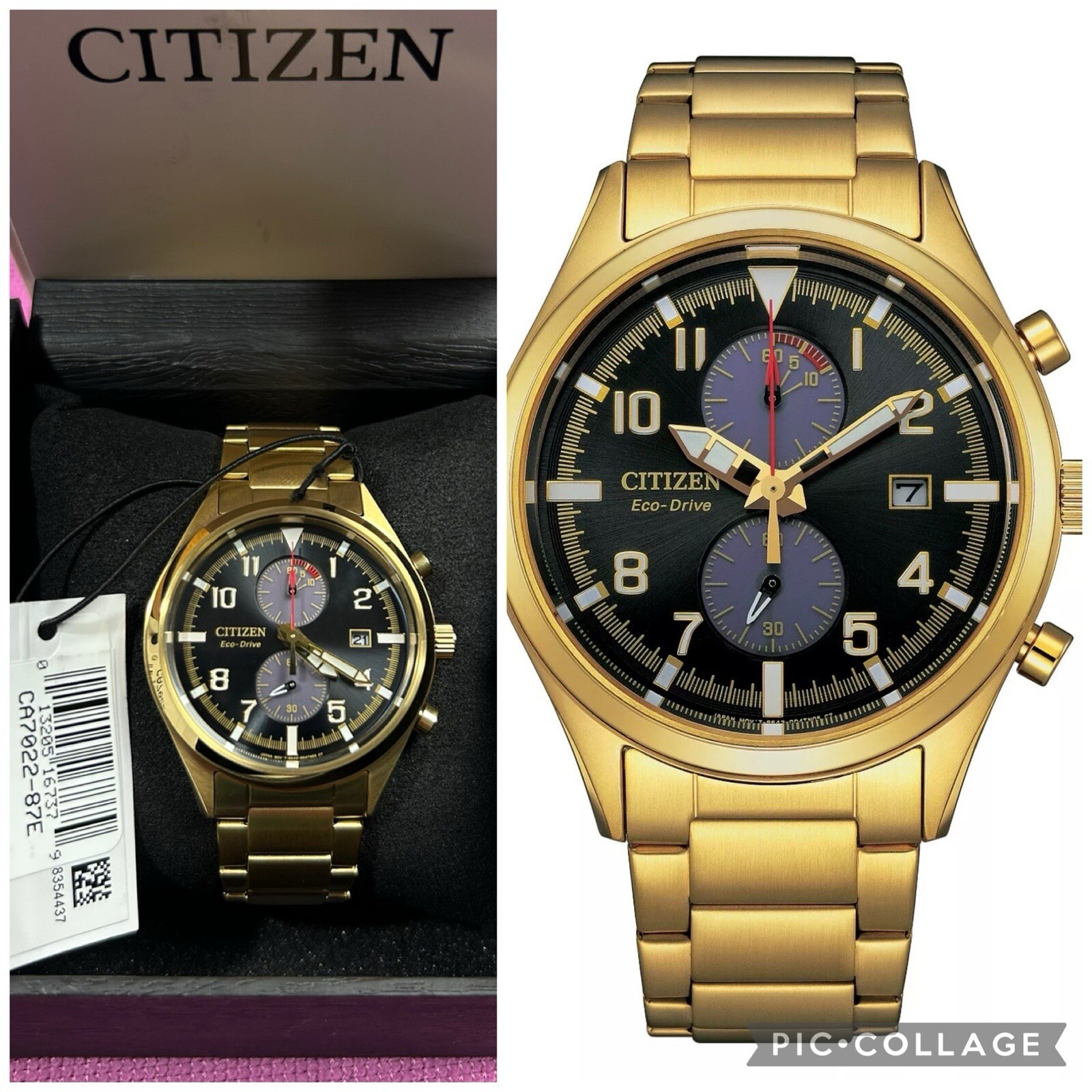 Citizen Men’s Sport Casual Chronograph Eco-Drive Gold Watch 43 MM CA7022-87E
