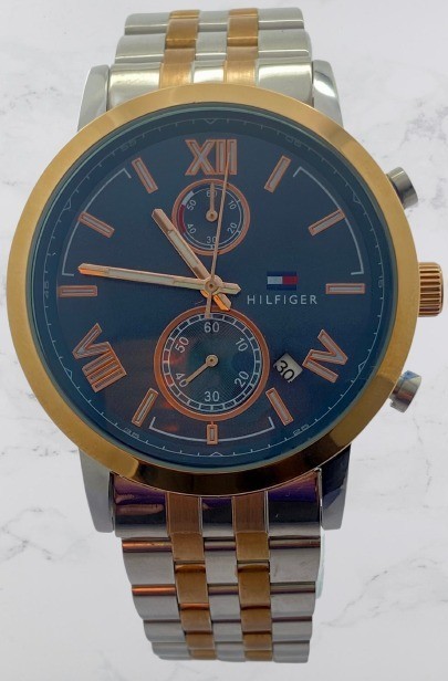 Luxury Tommy Hilfiger Two-Tone Chronograph Blue Dial Quartz Men’s Wristwatch