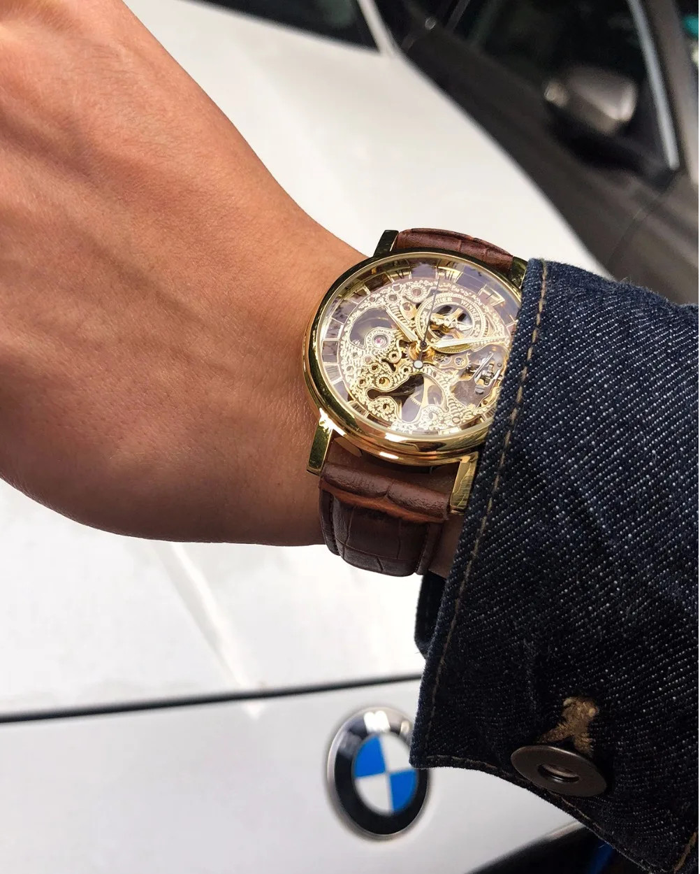 WINNER Mechanical Luxury Leather Elegant Skeleton Automatic Men’s Watch