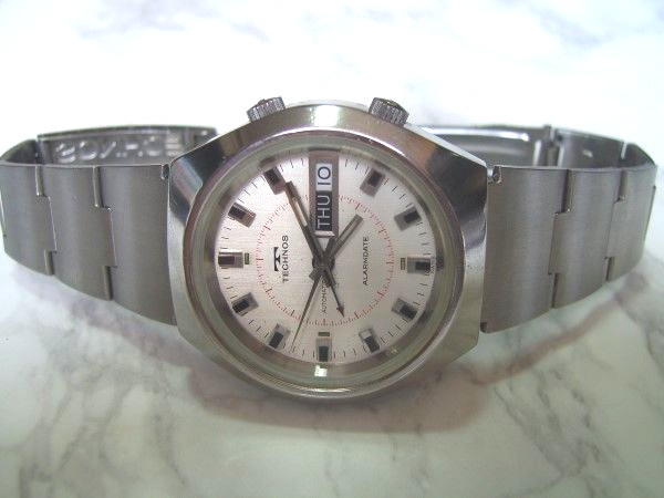 VINTAGE 70’S TECHNOS ALARMDATE AUTOMATIC CAL AS 5008 ORIGINAL BRACELET *6888