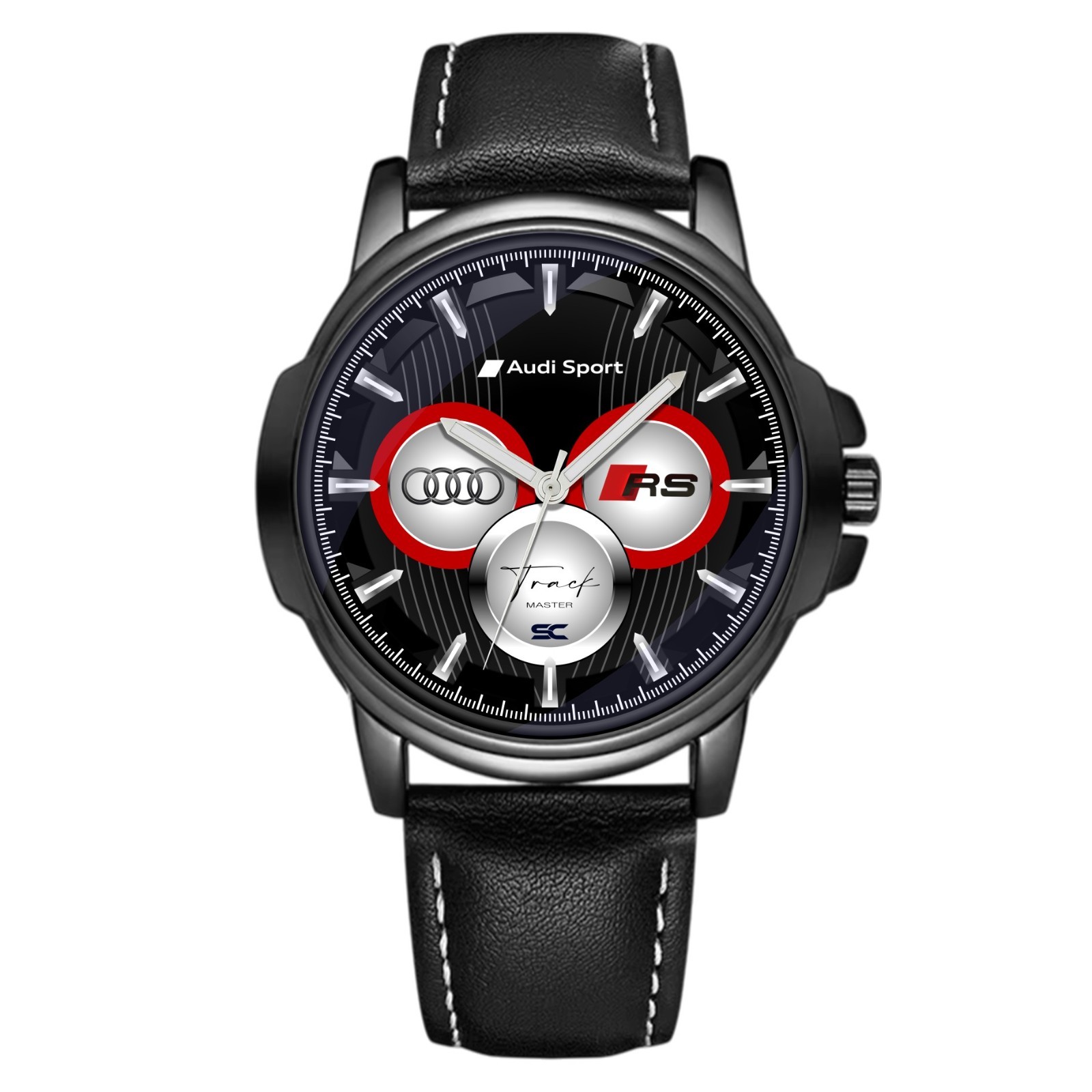 Audi Sport Track Master RS Black Chrono Style Fan Art Quartz Wrist Watch