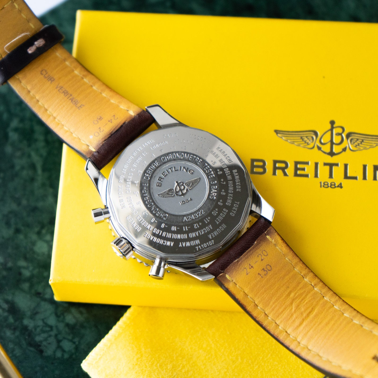 Breitling Navitimer World GMT 46mm Blue Leather Automatic Stainless Steel A24322