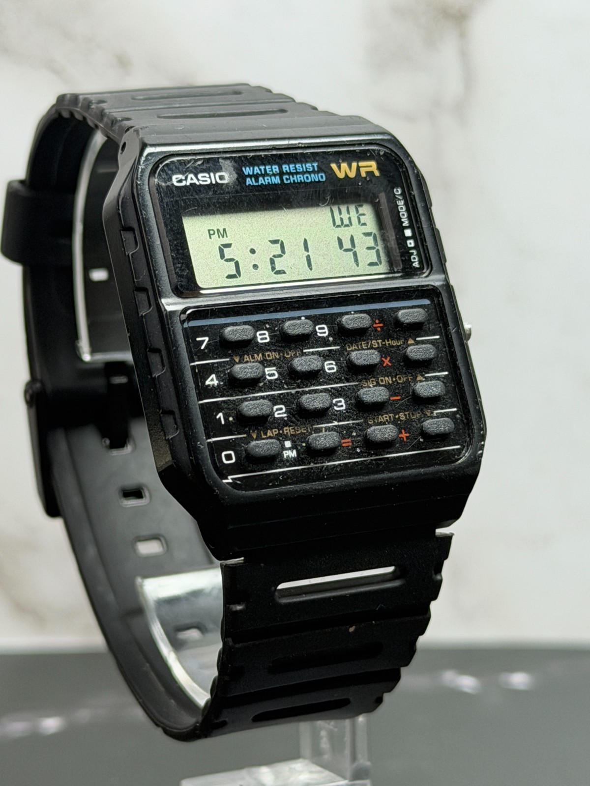 Vintage Casio CA-53W Databank Calculator Digital Watch Black Running Calculator