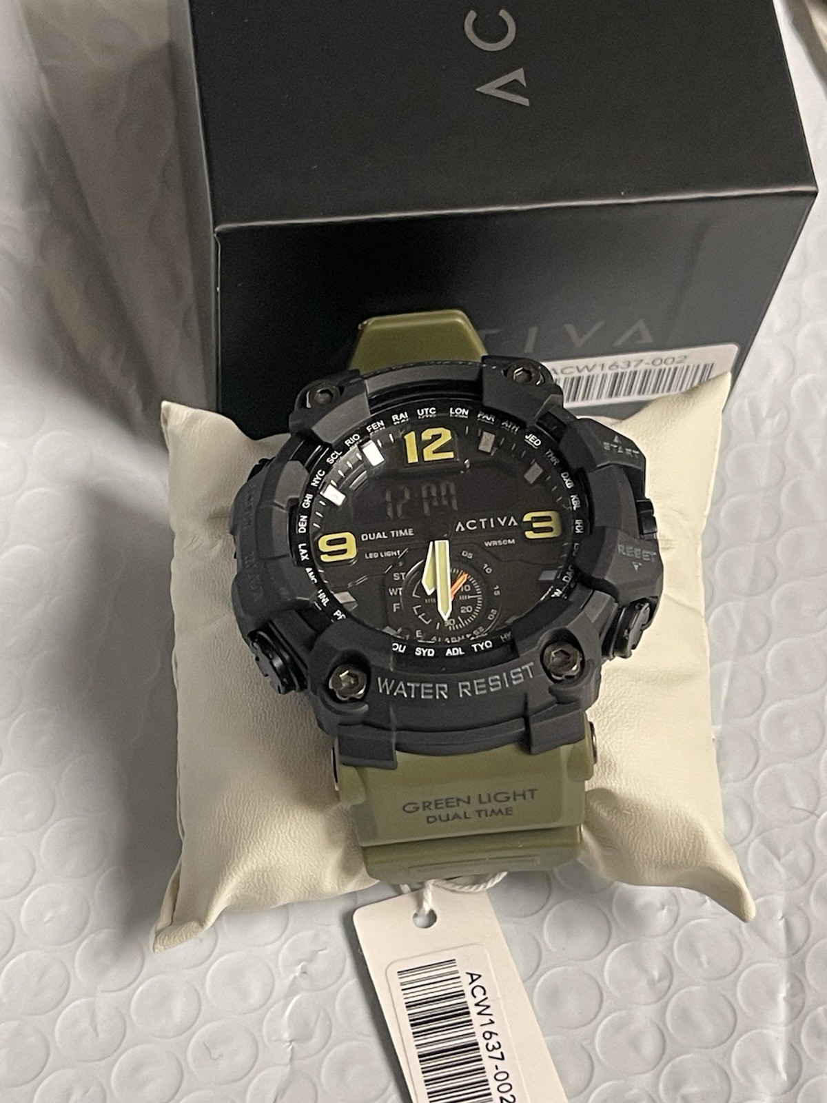 Activa – Invicta Men’s 56mm watch Black face and army green band
