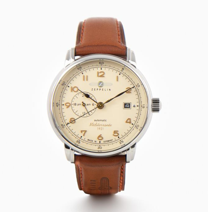 Zeppelin Automatic Men’s Watch Beige Dial Leather Band Méditerranée 9668-5