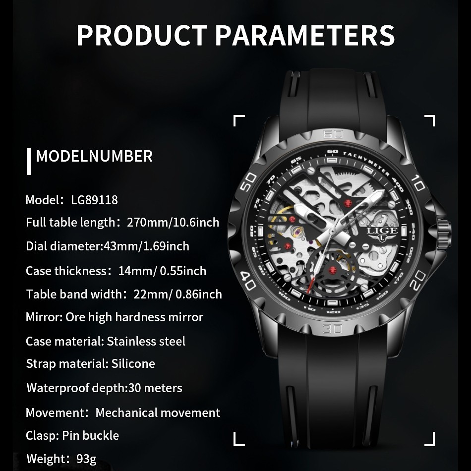 Men Business Watch Automatic Mechanical Luminous Waterproof Diver Wristwatch HOT
