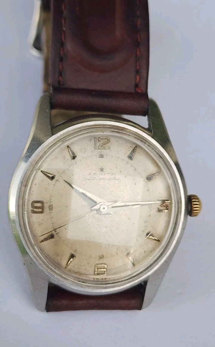 VINTAGE 1950’S ZENITH AUTOMATIC BUMPER S STEEL MEN’S 35mm SWISS WATCH CAL 133.8
