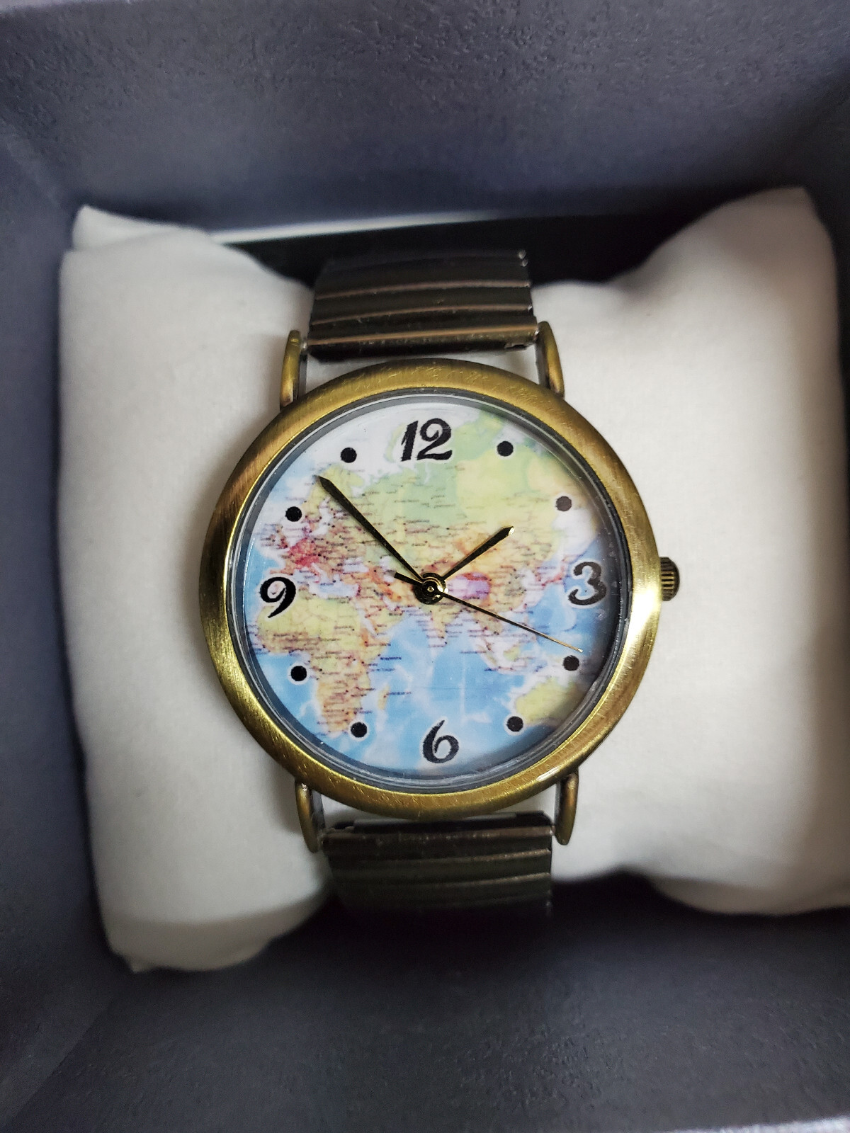 Unused Stylish Strada Men Map Globe Watch Brass band