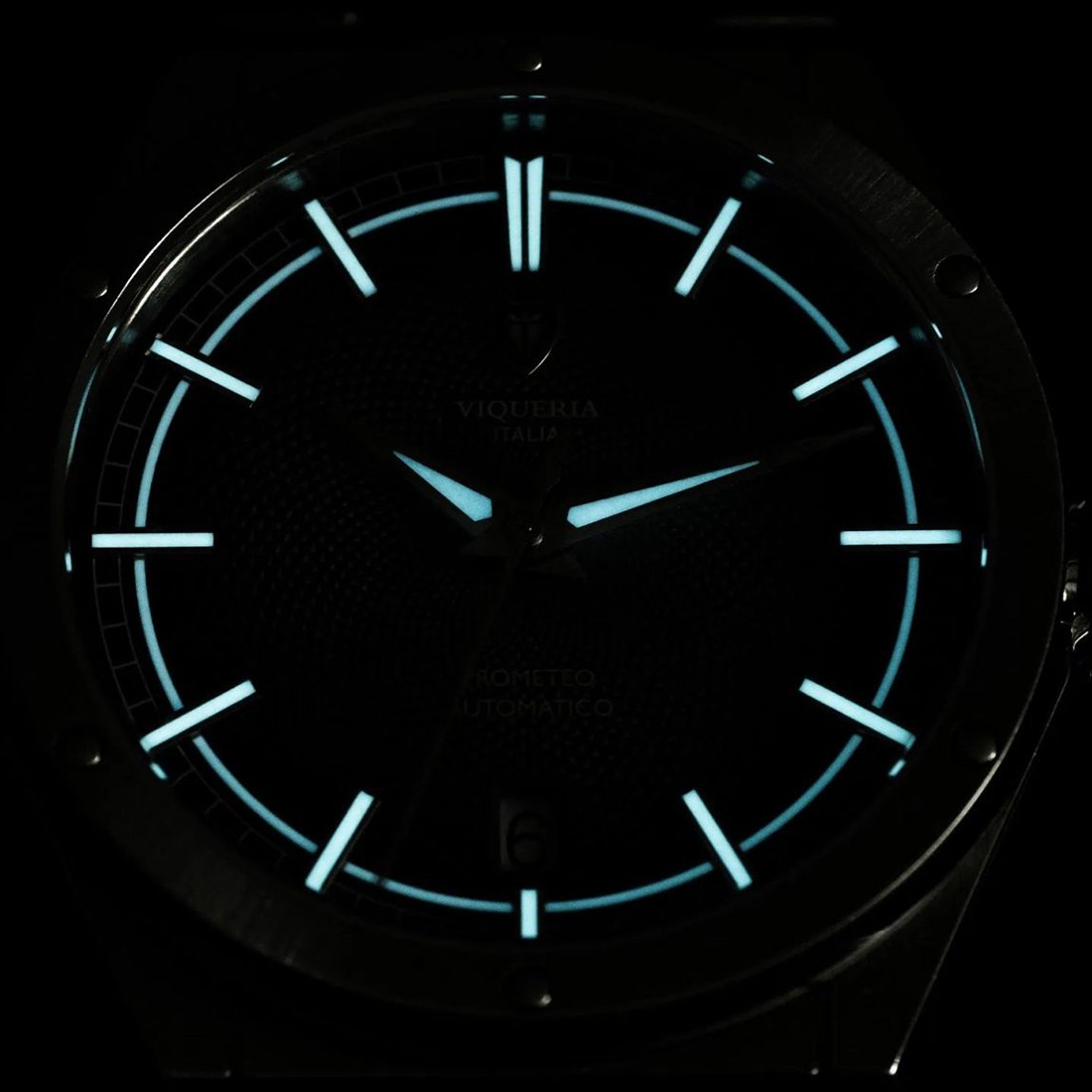 Viqueria Prometheus Agate Automatic Red Steel Date Stone Men’s Watch