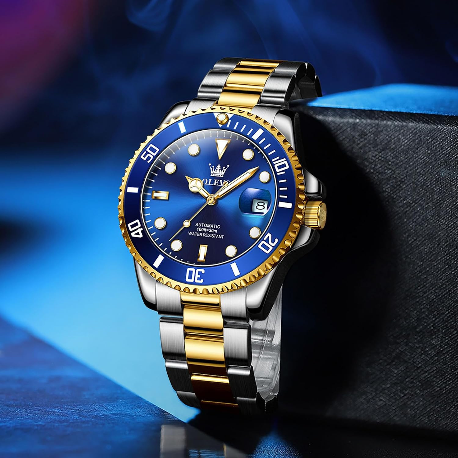Men’s Waterproof Automatic Watch with Luminous Large Face & Calendar Date