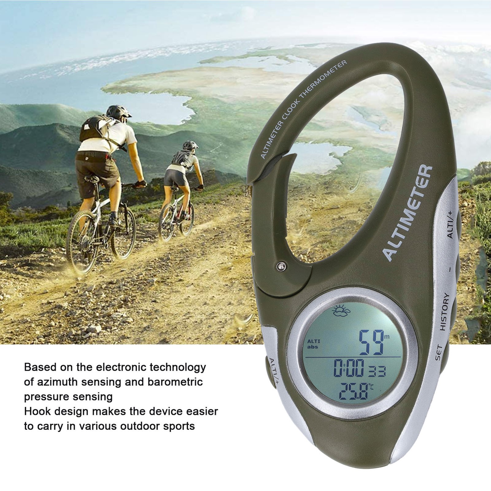 DIGITAL Altimeter Barometer ABS Housing Backlight Altitude Barometer Sports