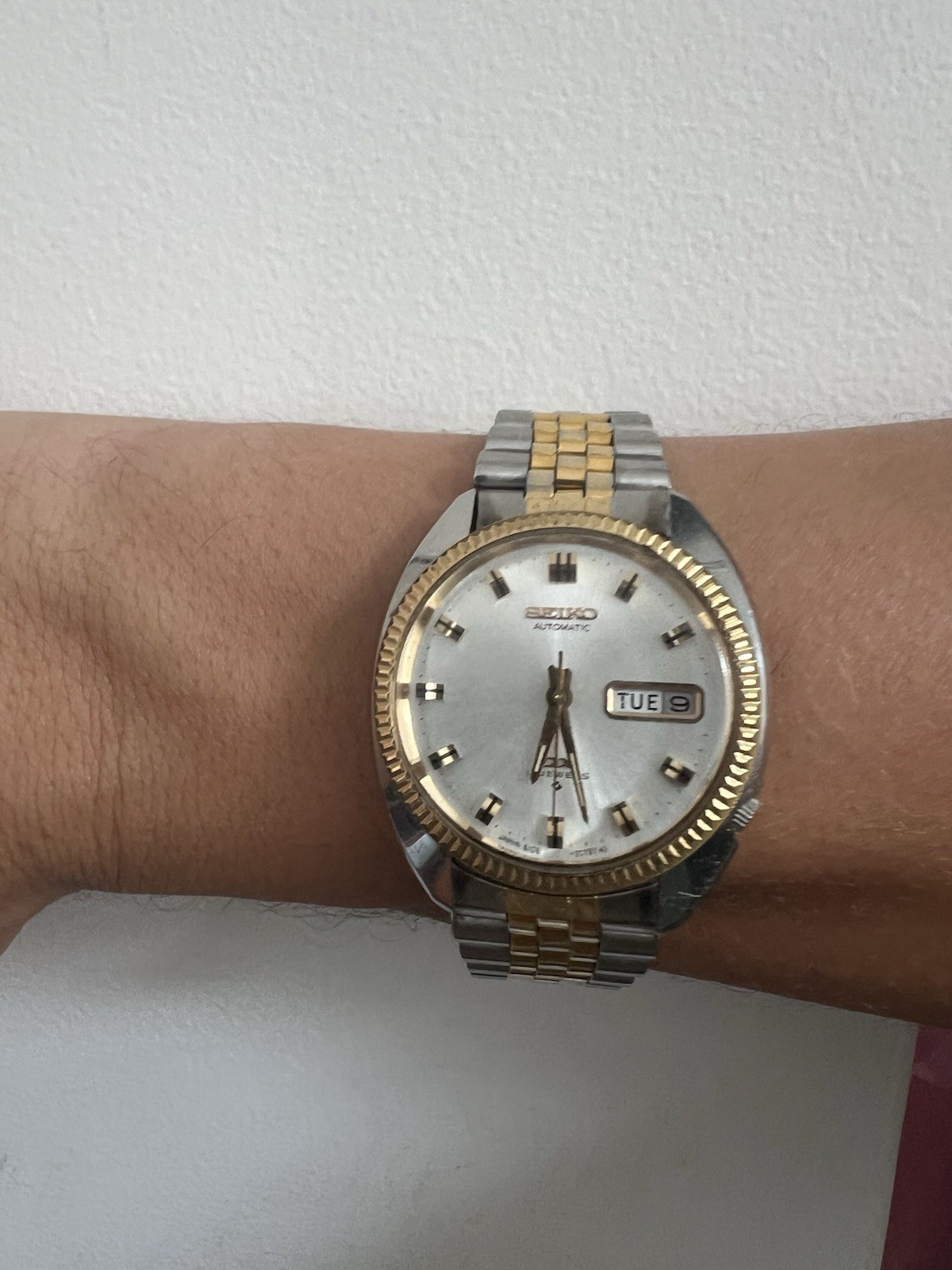 Vintage 1971 Seiko DX Automatic Day Date 6106-7047 Two Tone Jubilee Running