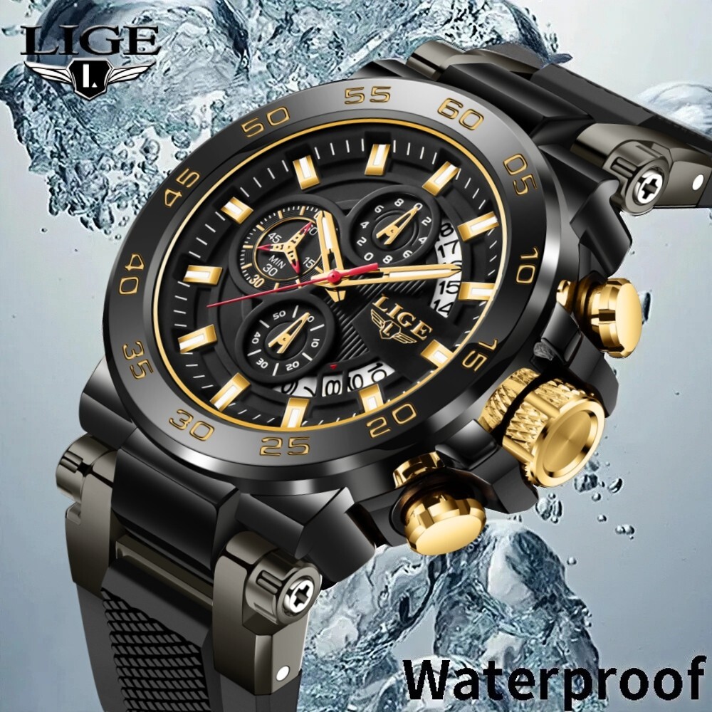 Men Watch Quartz Chronograph Date Luminous 50M Waterproof Sport Wristwatch Gift
