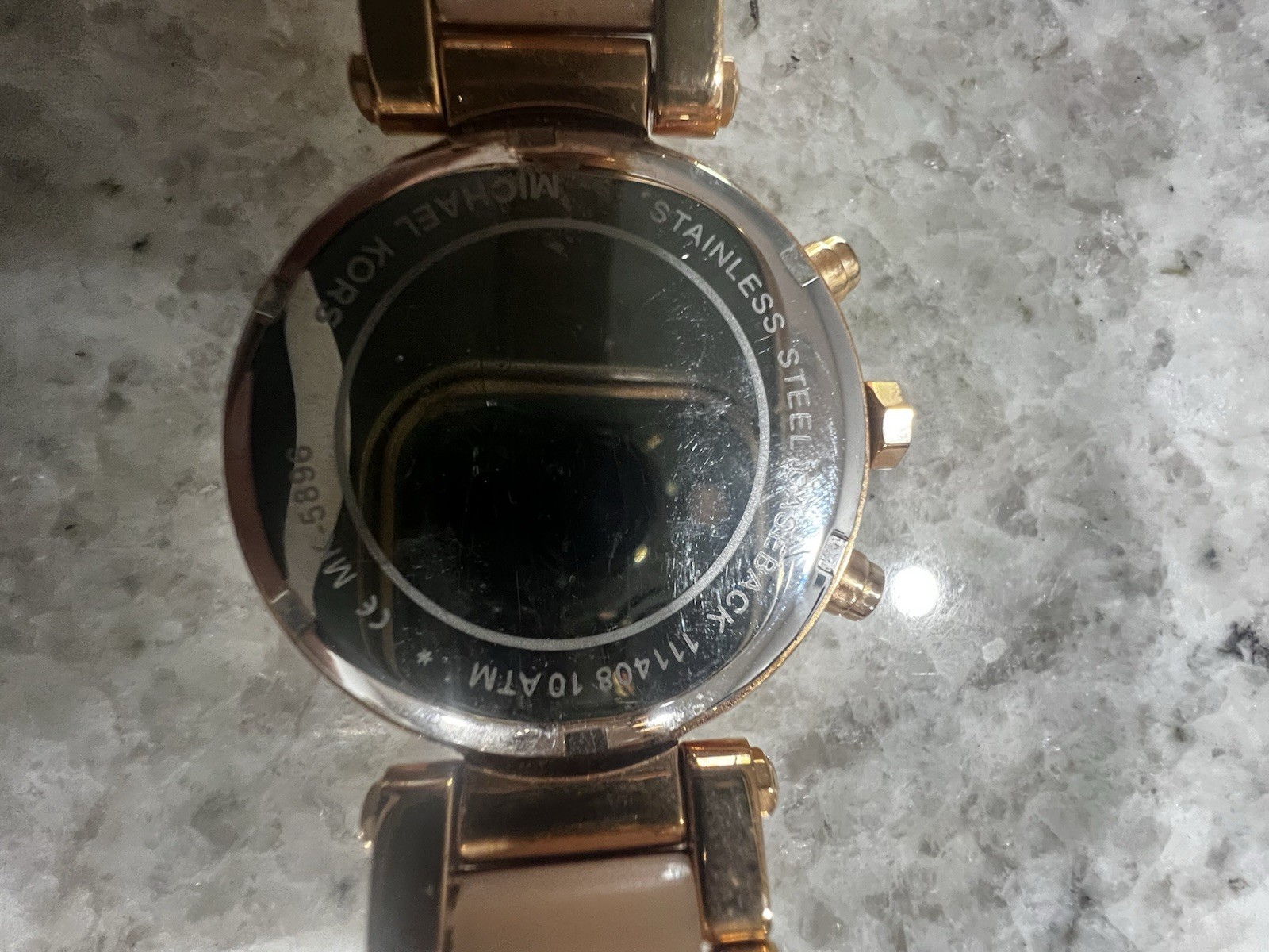 Michael Kors MK5896 Chronograph Date Rose Gold Stainless Bracelet Pink Dial