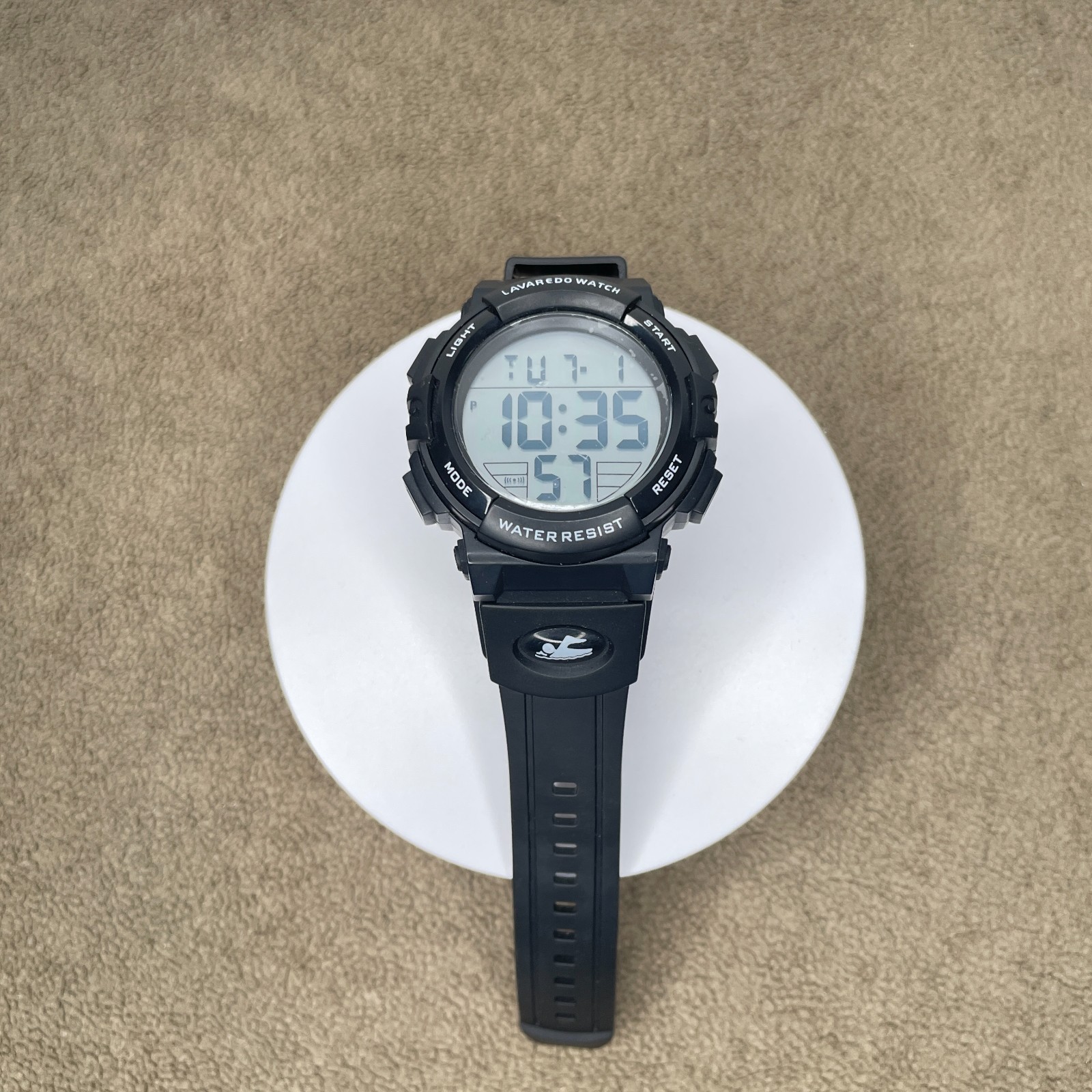 LAVAREDO L6606-Man-1 Alarm Quartz Digital Men’s Watch Black Water Resistant 5ATM