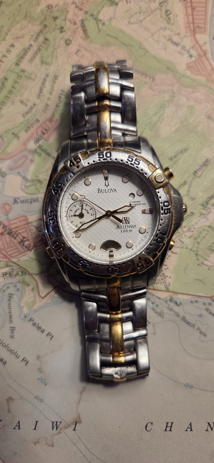 BULOVA MILLENNIA Vibration Alarm Men’s Quartz 39mm Two Tone Sport Diver Watch