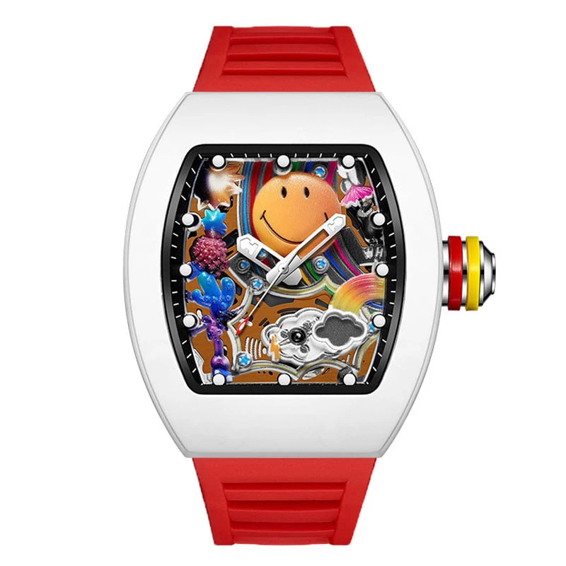 New Men’s Hip-Hop Gear Quartz Watch Luminous Large Dial Silicone Barrel Gift