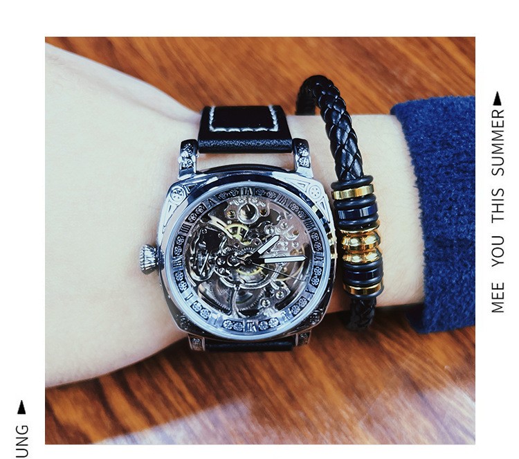Fully automatic mechanical men’s watch waterproof genuine leather