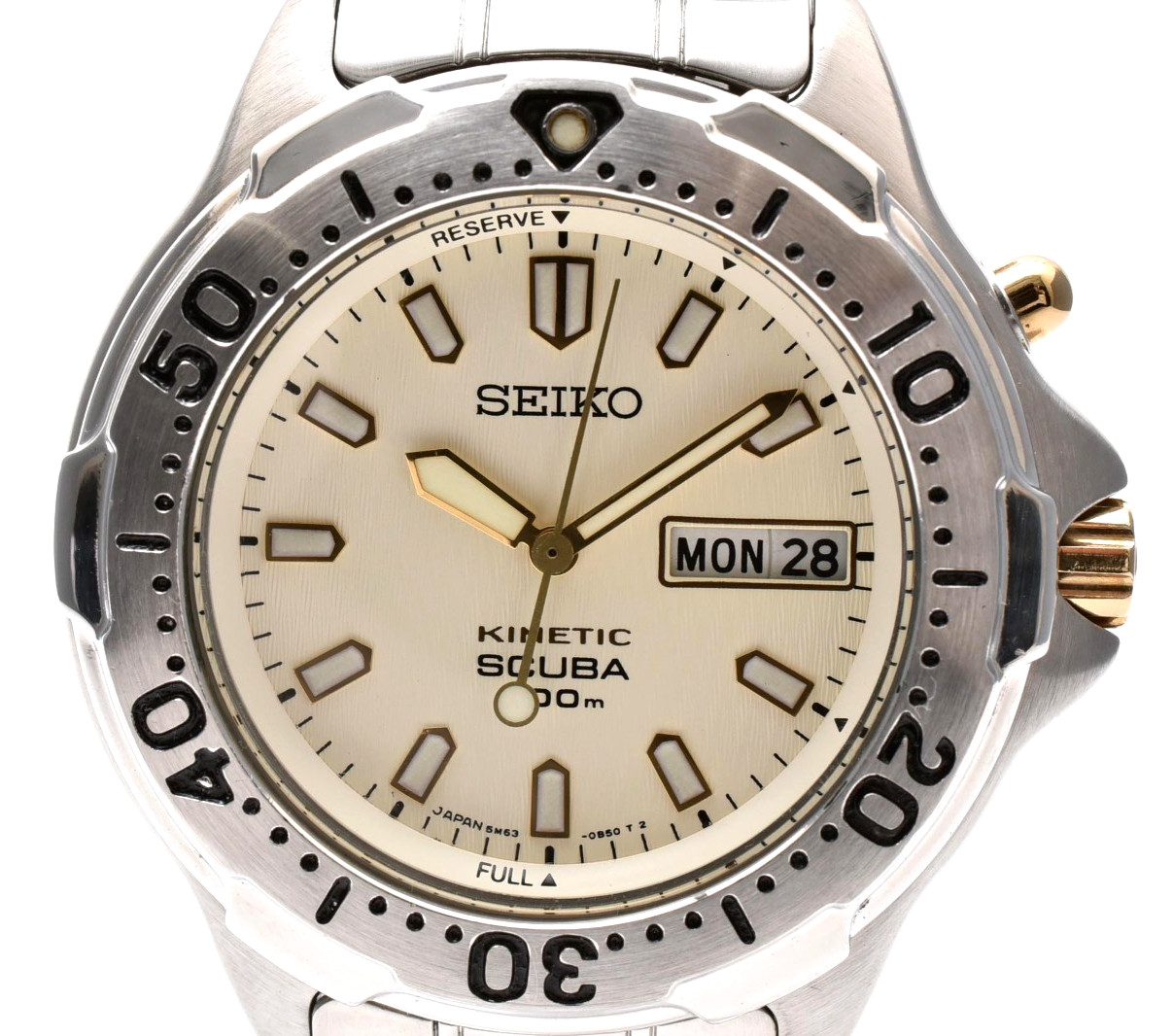 [Near Mint]SEIKO 5M63-0B30 42mm Kinetic Scuba Dive 200m Day-Date Eng/Kanji Watch
