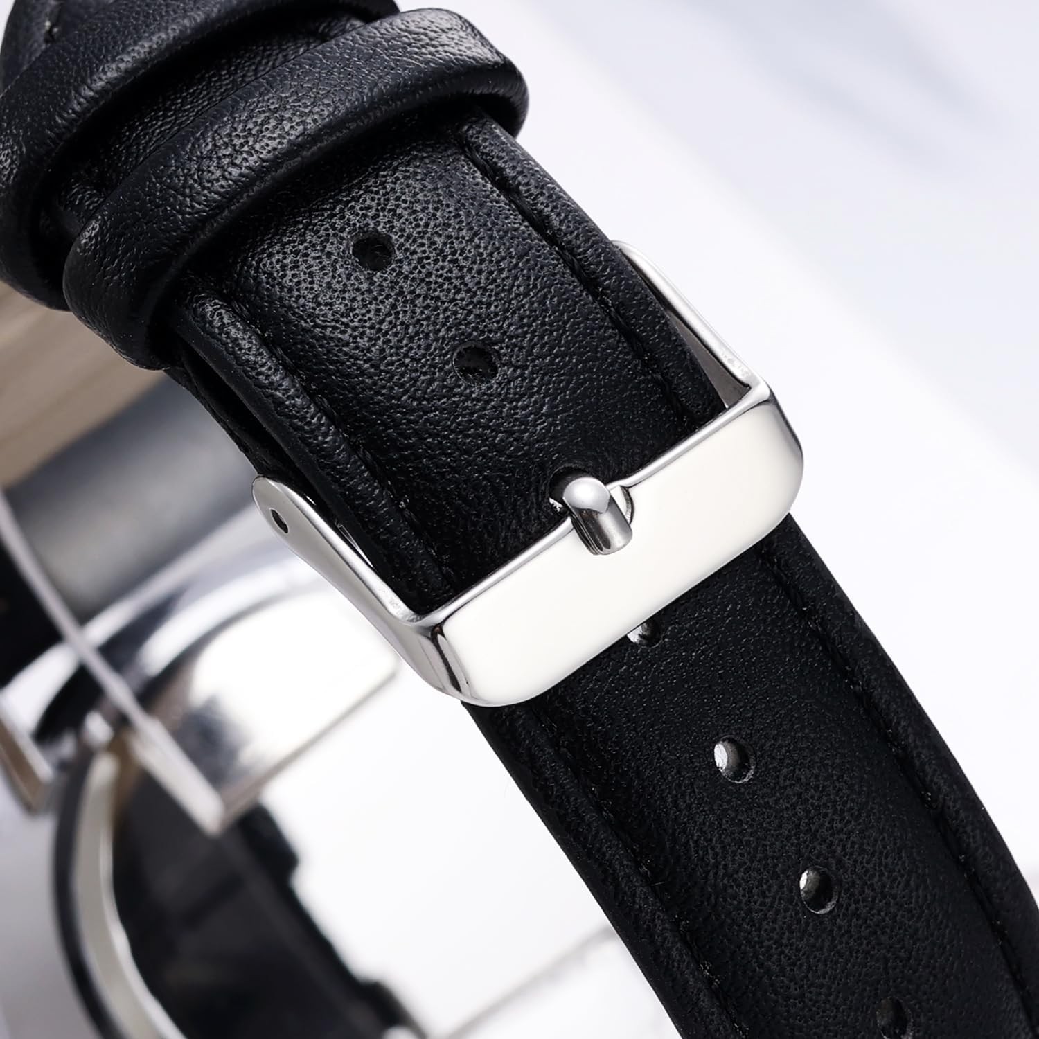 Mens Black Large Dial Arabic Numerals Black Belt Modern Classic Men’s Watch