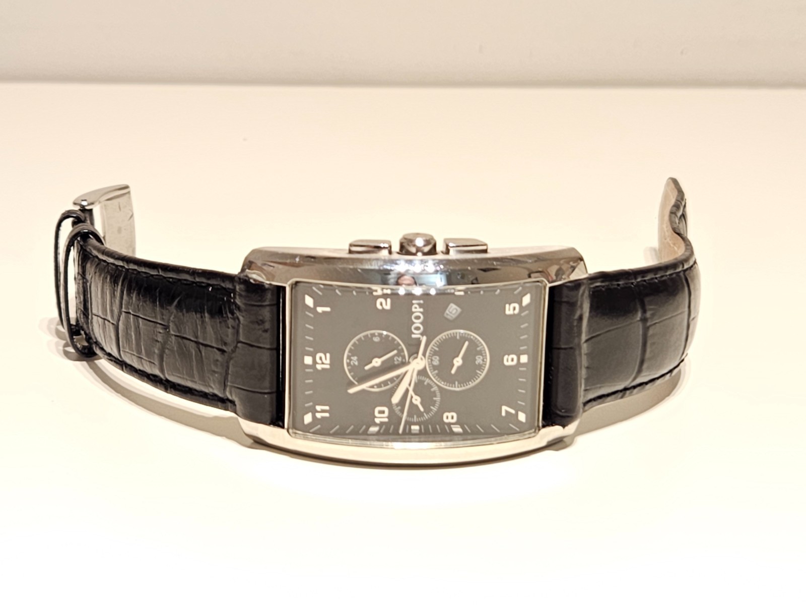 RETRO GERMANY BIG ST.STEEL CURVED RECTANGLE MEN’S CHRONOGRAPH QUARTZ WATCH”JOOP”
