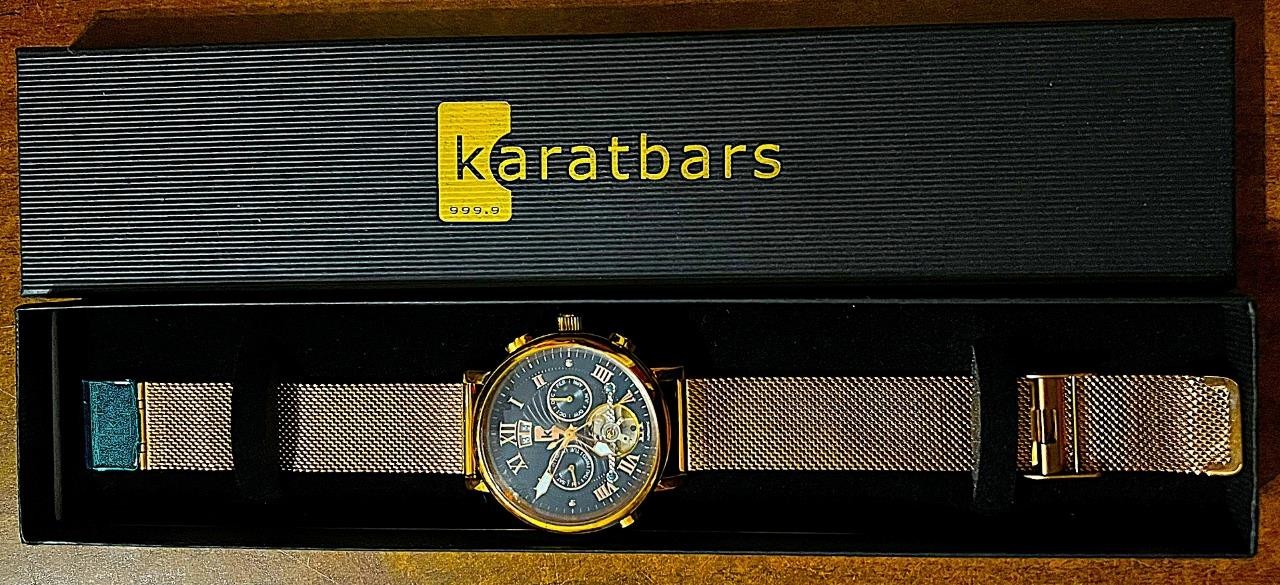 KARATBARS UNISEX AUTOMATIC WRISTWATCH 42MM ROSE GOLD WATER RESISTANT NIB