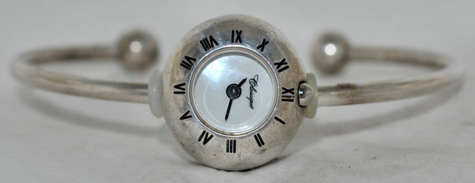 Classique Australia Sterling Cuff Charm Bracelet Watch Mother-of-Pearl Dial