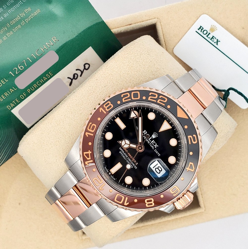 2020 Rolex Rootbeer GMT-Master II 2-Tone 40mm Watch 126711CHNR Box/Papers/Tag