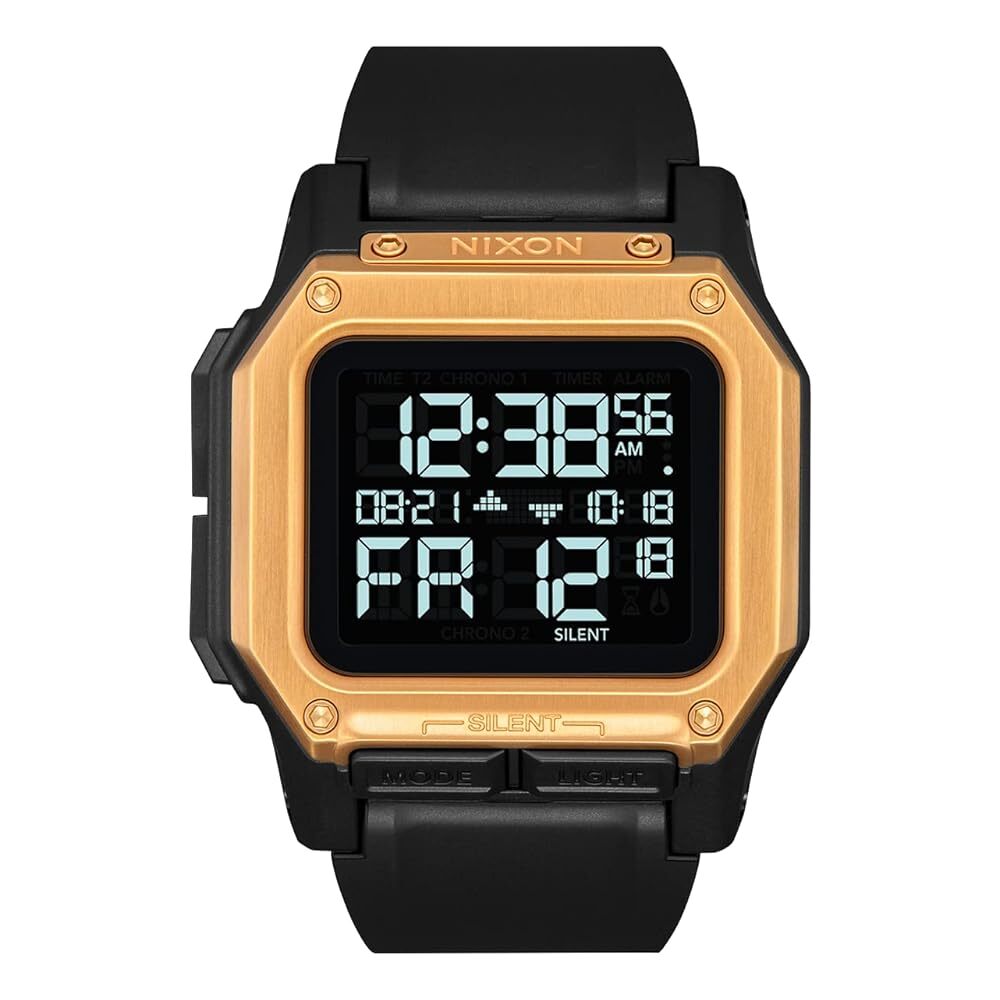 Nixon Men’s Regulus Black Gold Chronograph Digital 46mm Watch A1180-010-00
