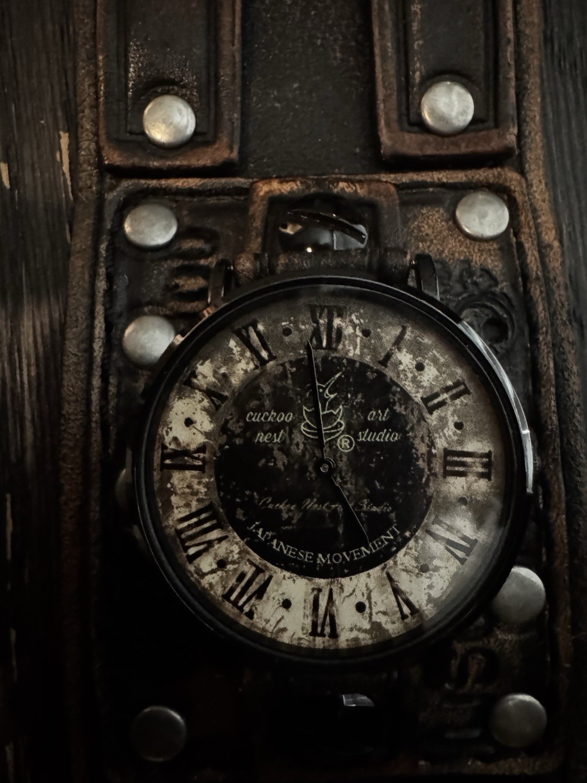 Steampunk Leather Cuff Watch