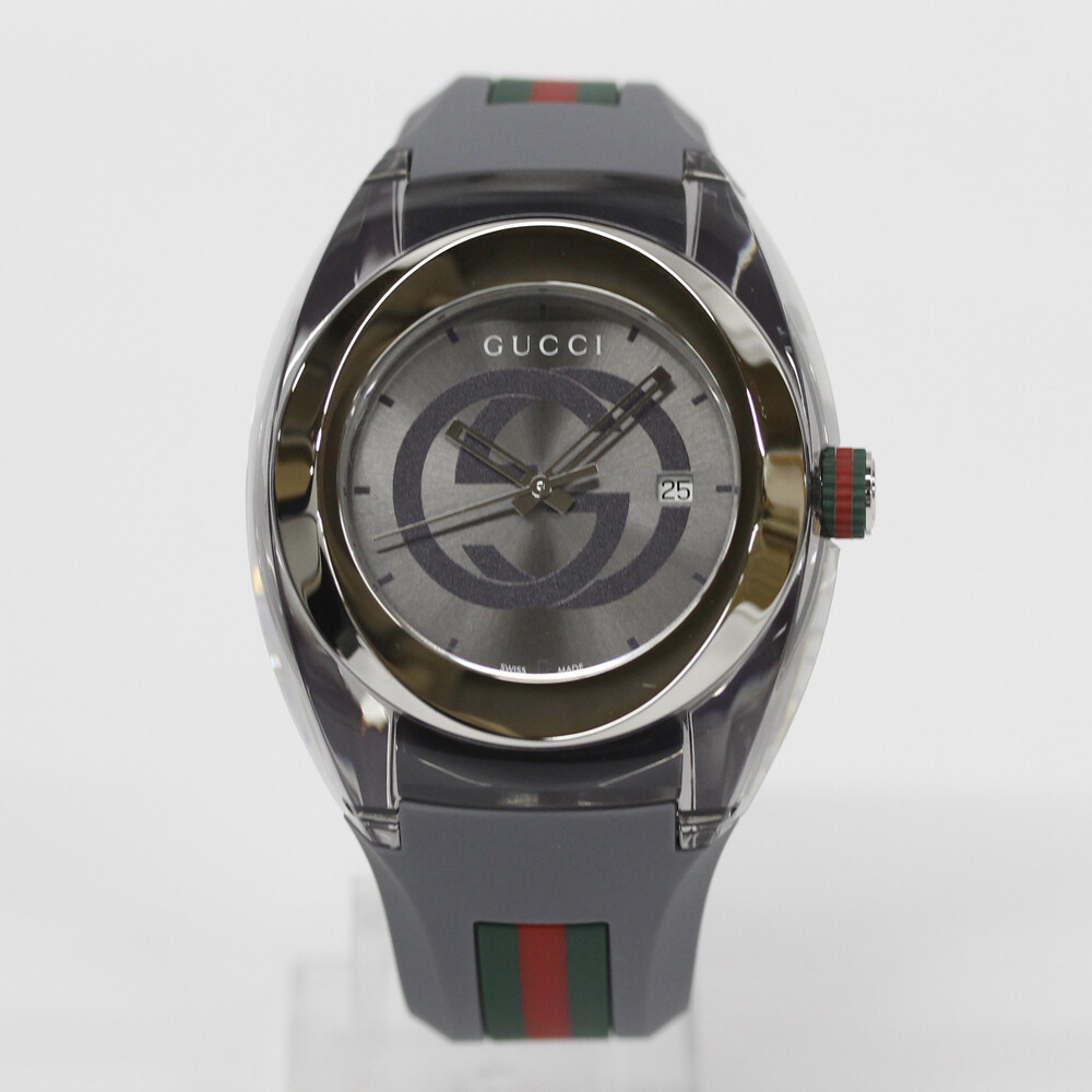 GUCCI SYNC YA137109A Analog Quartz Sapphire Crystal Gray Gray