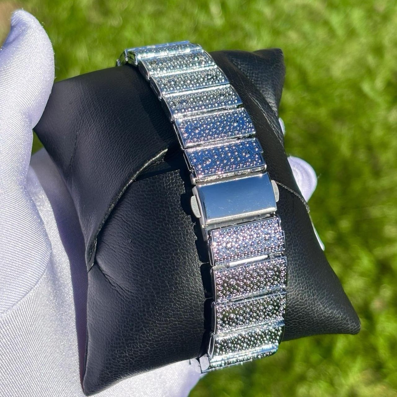 VVS Roman Numerals Square Dial Iced Out Diamond Watch Hip Hop Watch Silver Color