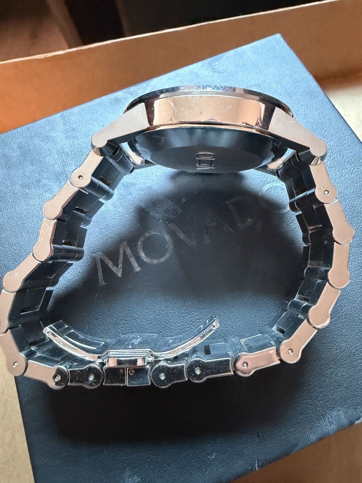 Movado Museum Quartz Chronograph Date Black Dial 43mm Steel Watch Box Papers