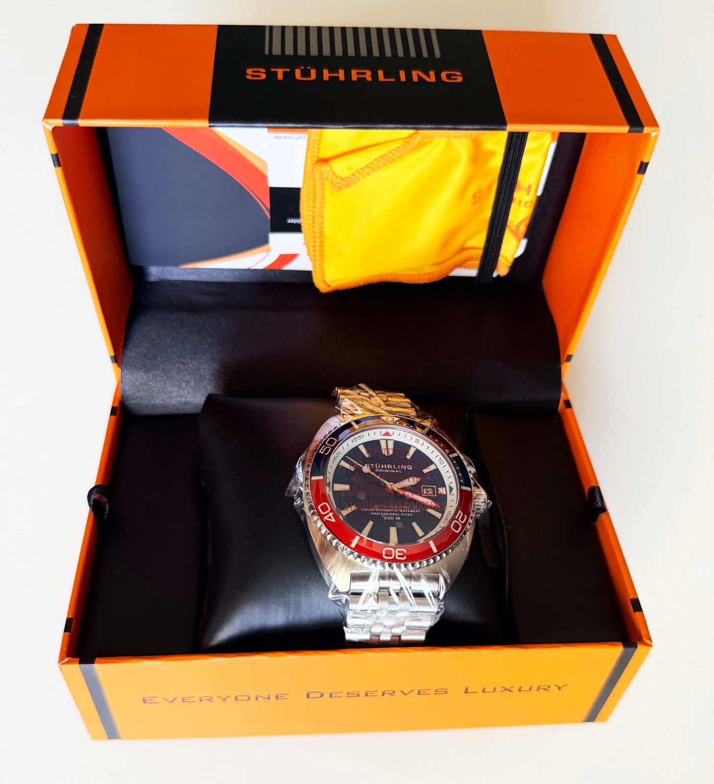 Stuhrling Depthmaster 1008 Swiss Automatic Diver Tonneau Shape Jubilee Bracelet