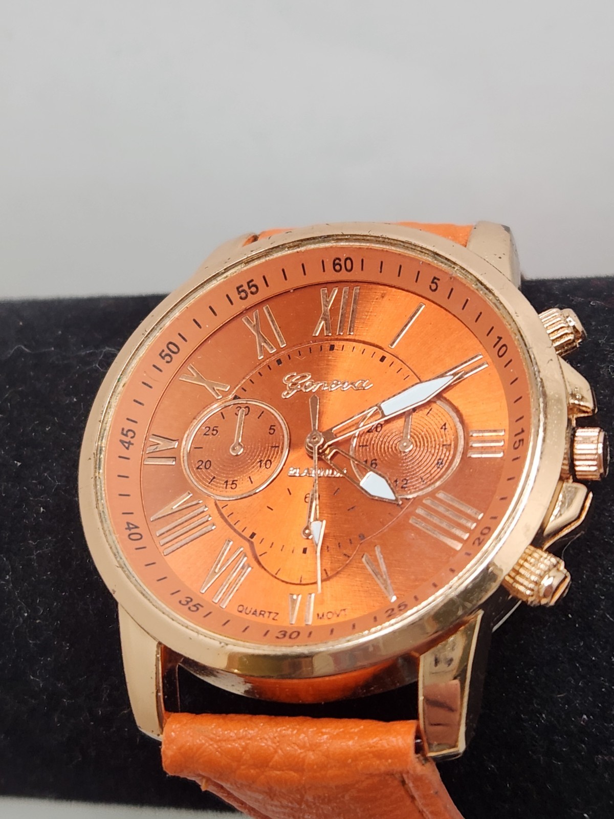 Geneva Orange Chronograph Style Ladies Quartz Watch Fashion Piece S1