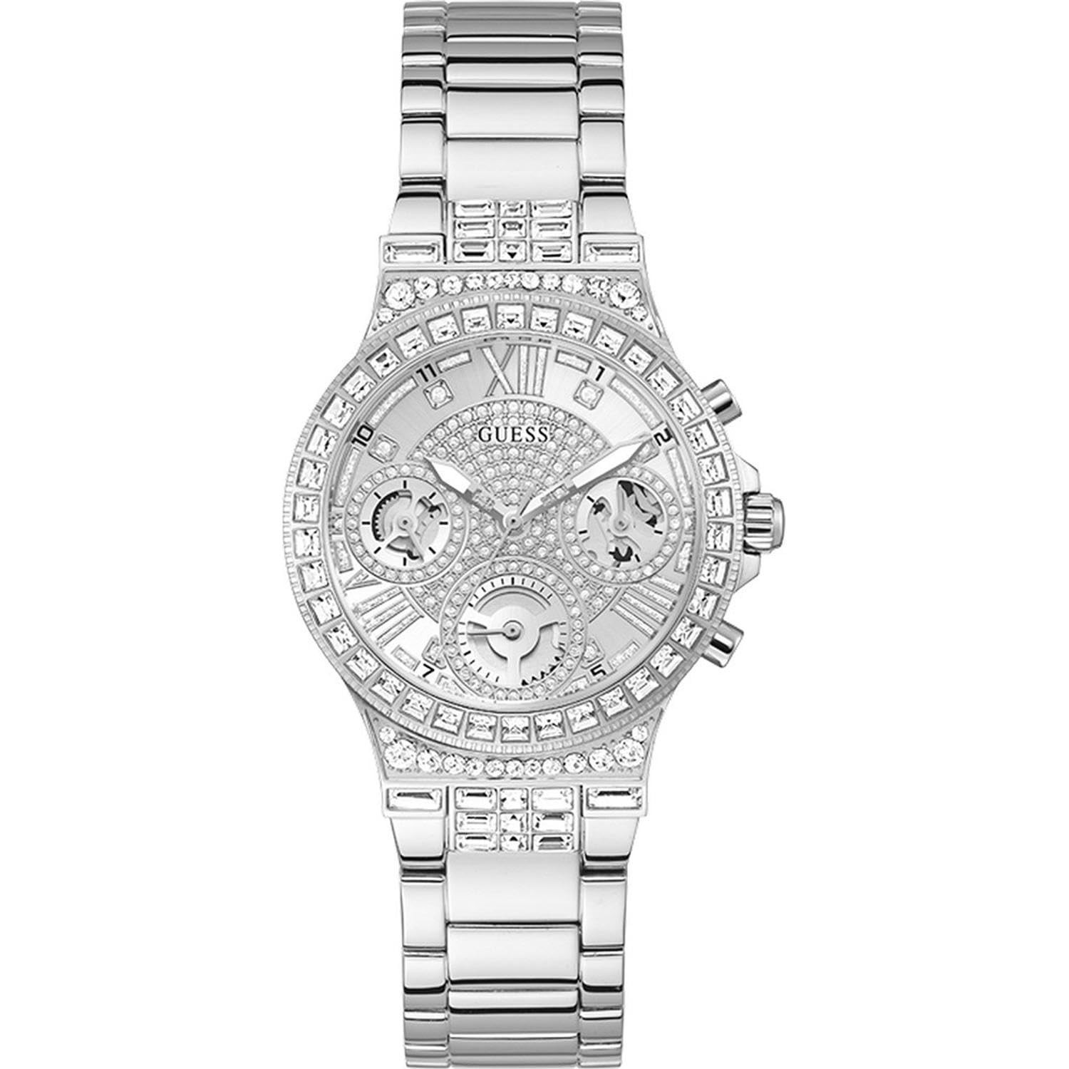 Guess Ladies Moonlight MultiFunction Diamonds Silver Dial Watch – GW0320L1 NEW