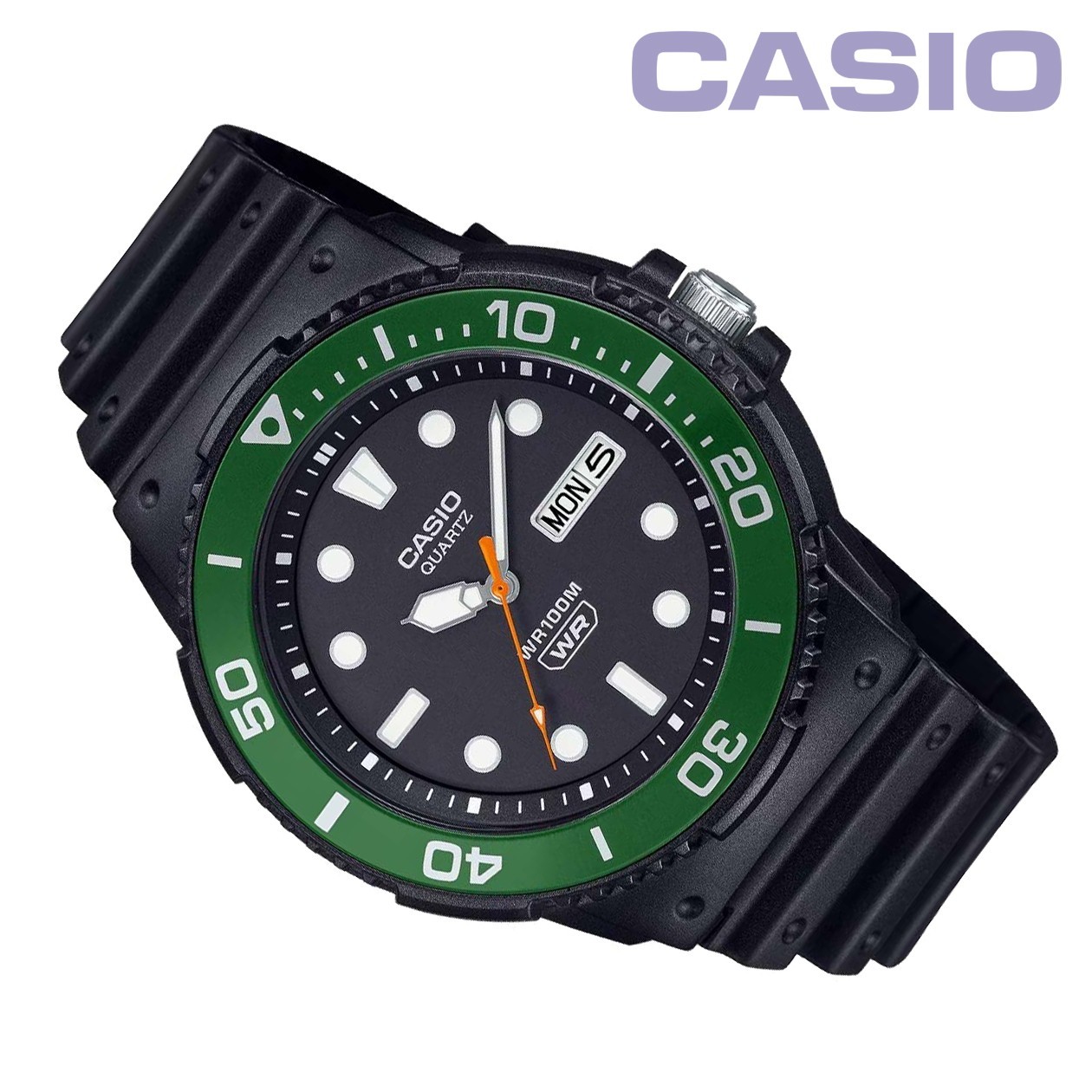 CASIO MRW-230HJ-1E3JF Divers Style Watch 100m (10ATM) Green Bezel