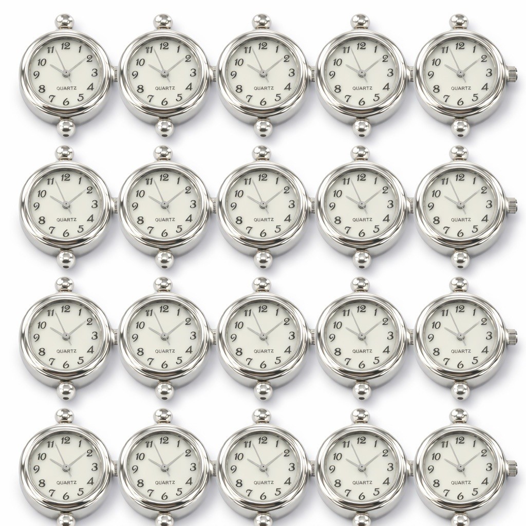 Heda 20 pcs Beading Watch Faces for Jewelry making Silver Round White 20 mm