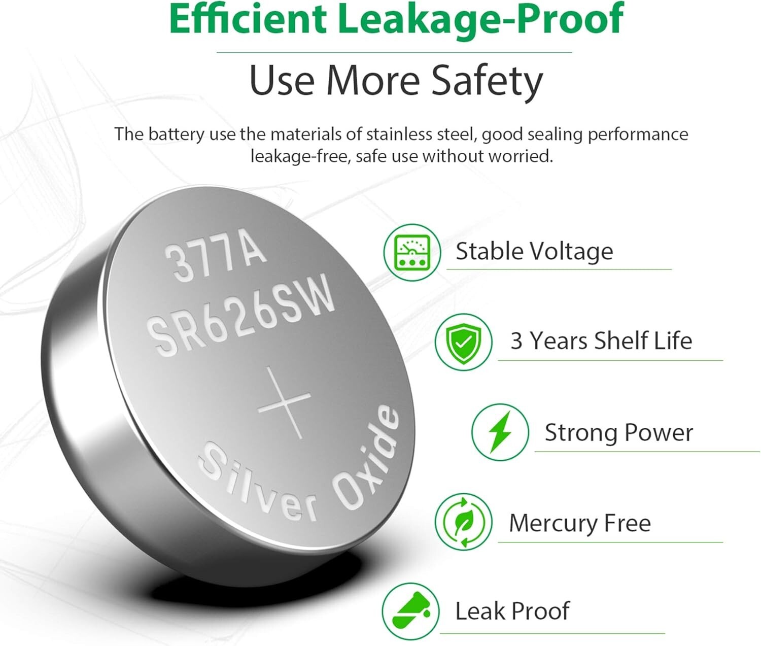 10 PCS 377 Button Cell Batteries – Leak-Proof & Compatible with Various Gadgets