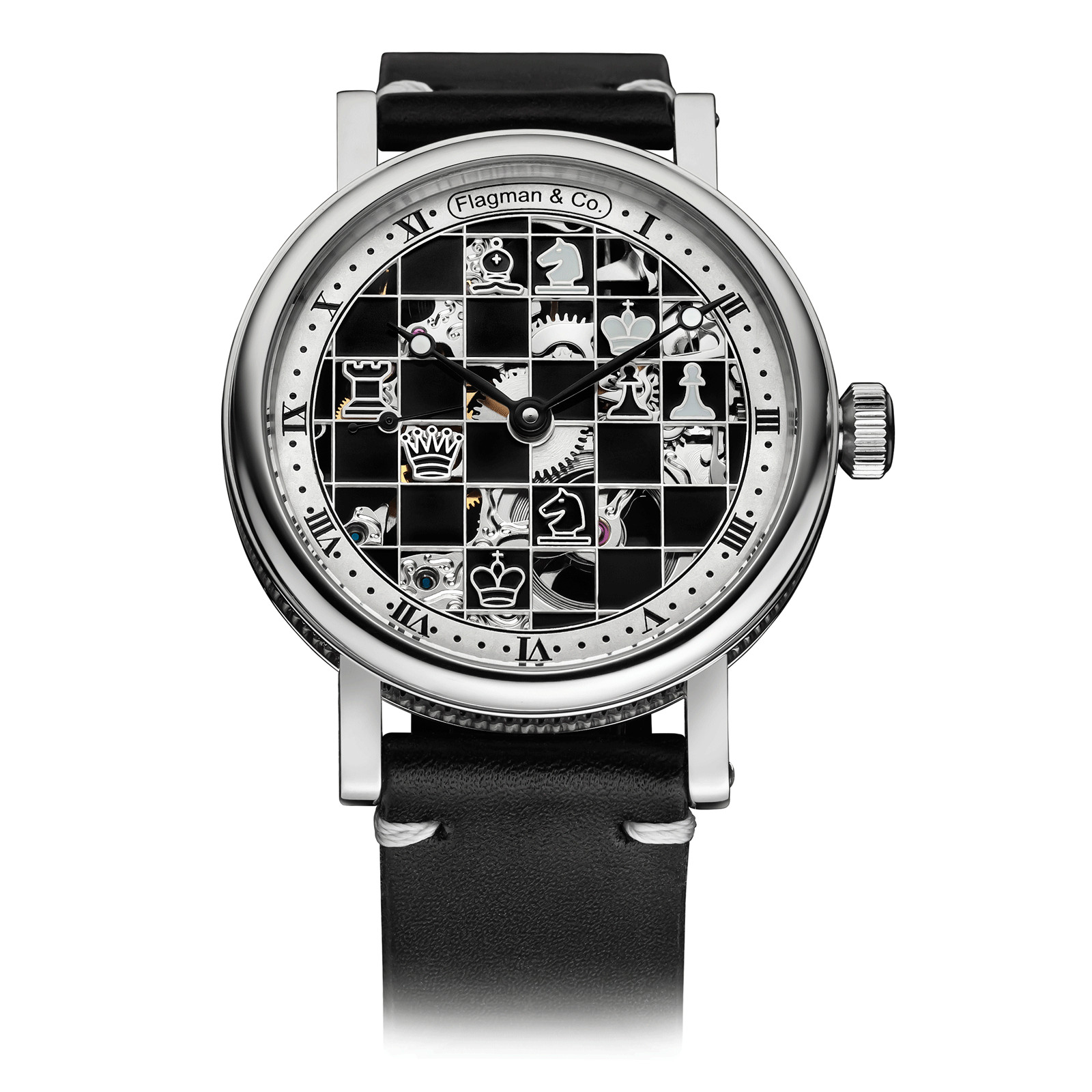 Сhess watch, Skeleton watch, Handmade watch, Mechanical watch, Artisan watch
