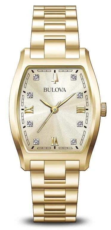 Bulova Women’s Diamond Accent Quartz Gold Stainless Steel Watch 26MM 97P160