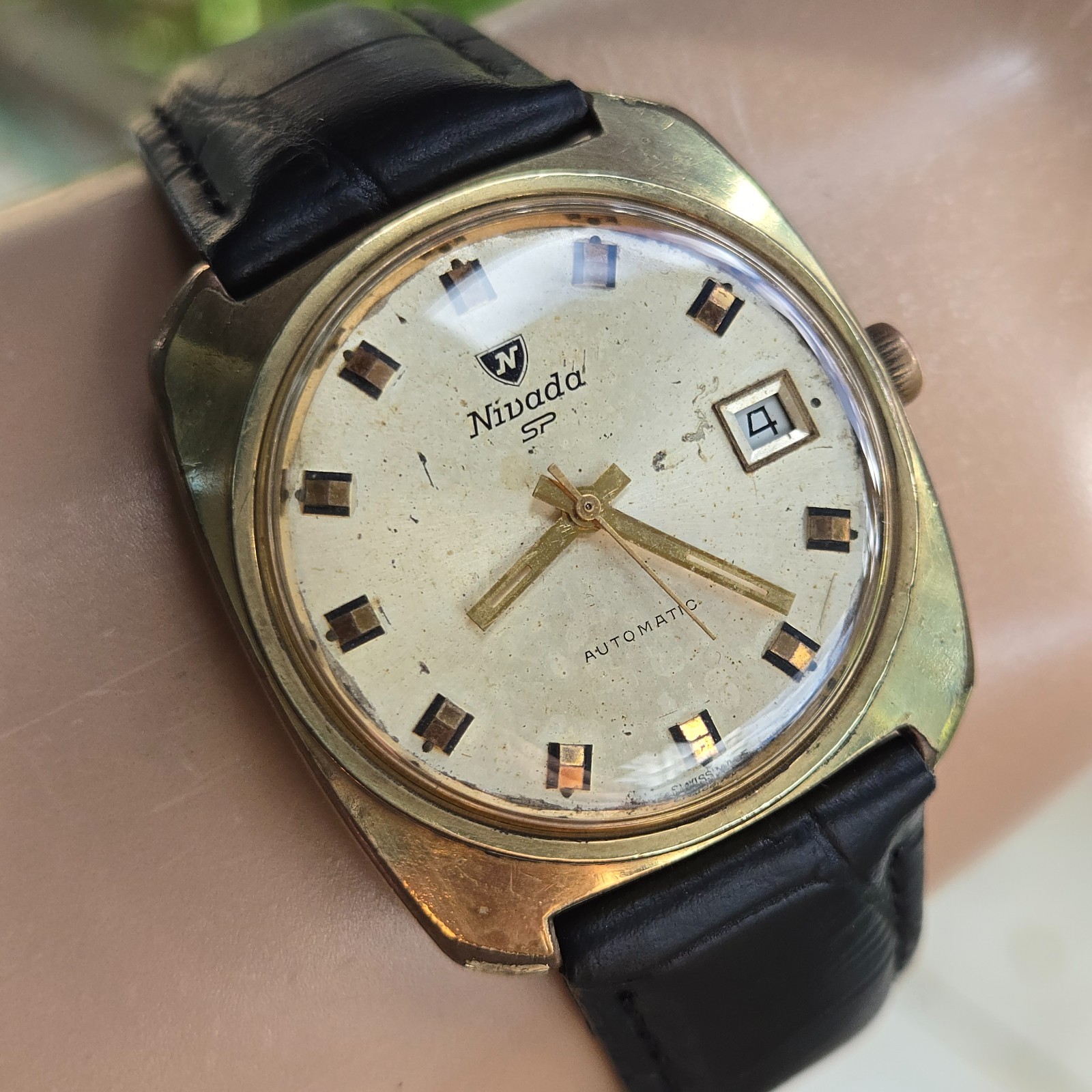 Vintage NIVADA SP men’s automatic watch Date ETA 2782 21Jewels swiss 1970s
