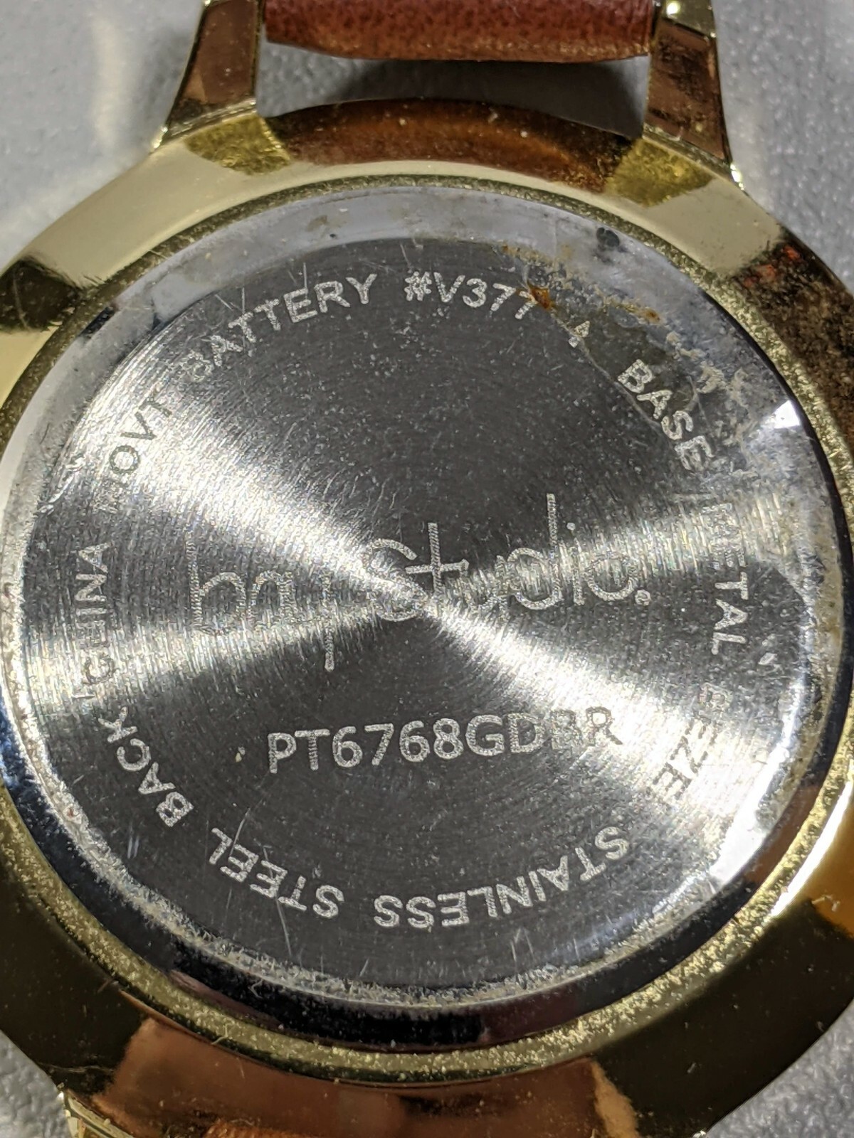 Bay Studio Brown Red Dial Gold Tone Case Brown Faux Leather Band Watch 8 Inch