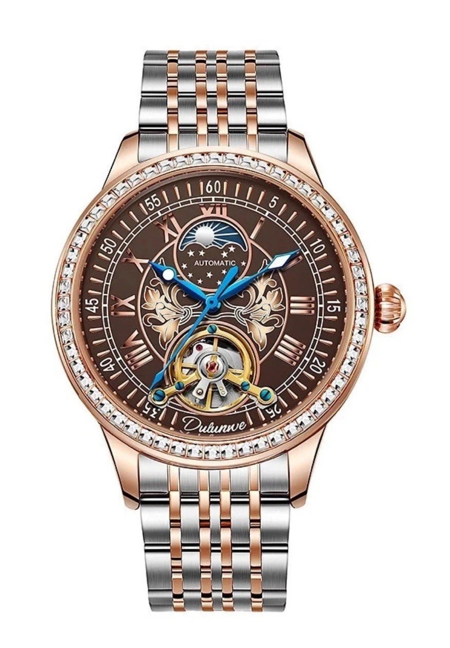 Men’s Automatic Mechanical Watch Tourbillon Moon Phase Luminous Waterproof