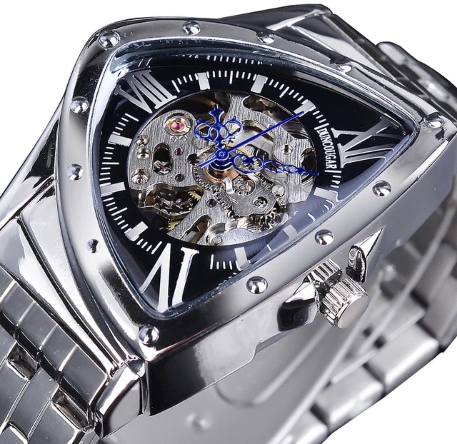 Forsining Mens Big 43mm Waterproof Triangle Luxury Watch. Great Gift Idea