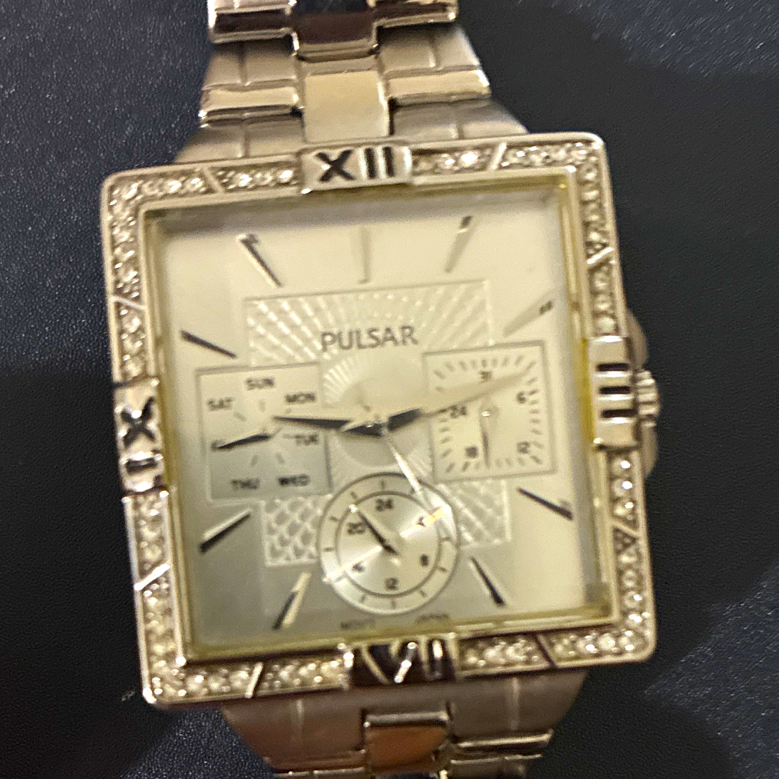 Pulsar Women’s Multifunction Quartz Day/Date Square SS Bracelet
