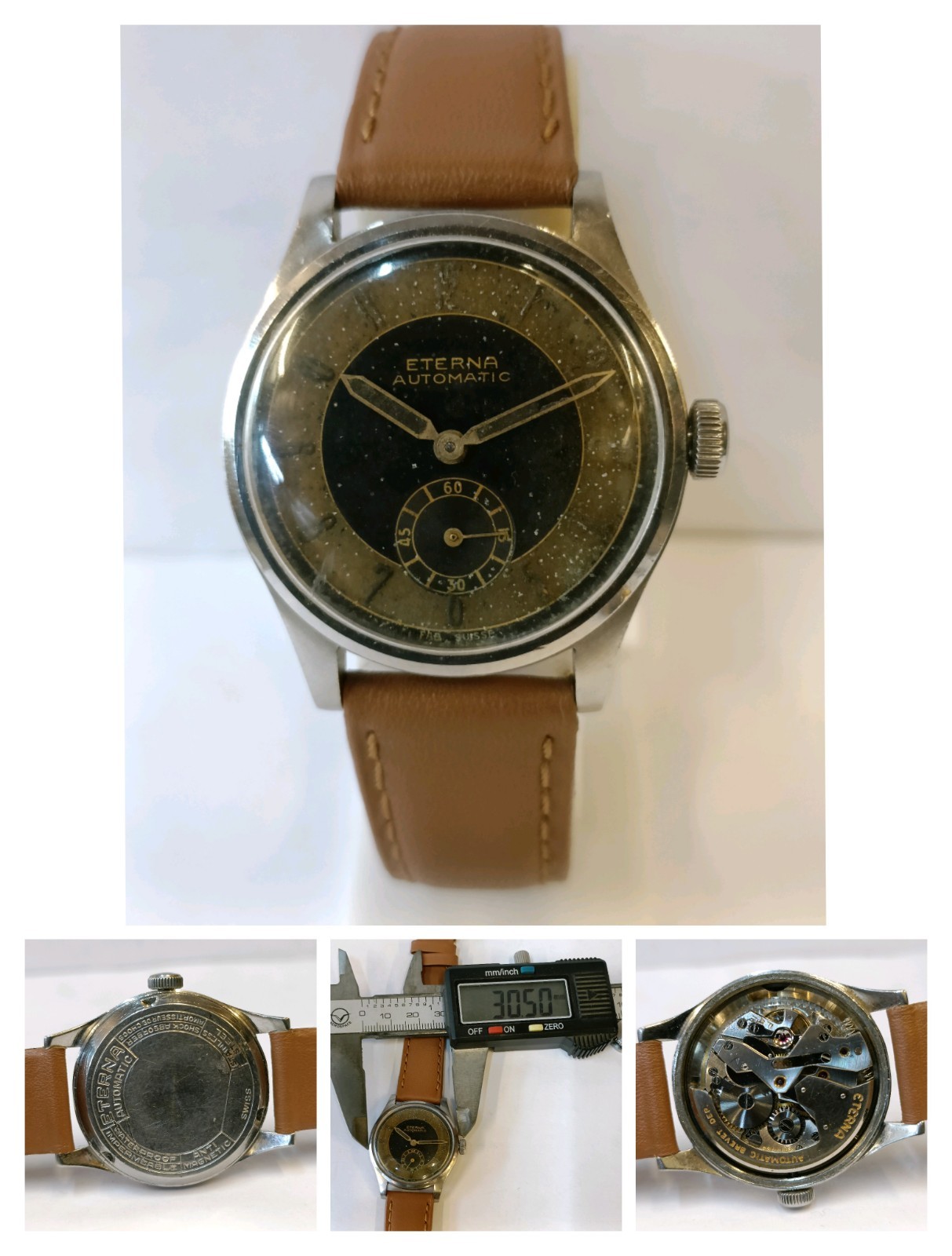 ETERNA SUB-SECOND AUTOMATIC PATINA DIAL SWISS MEN’S WORKING CONDITION