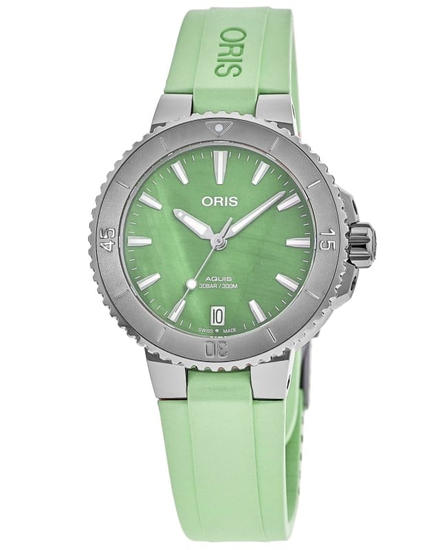 New Oris Aquis Date Green Mother Women’s Watch 01 733 7770 4157-07 4 18 67FC